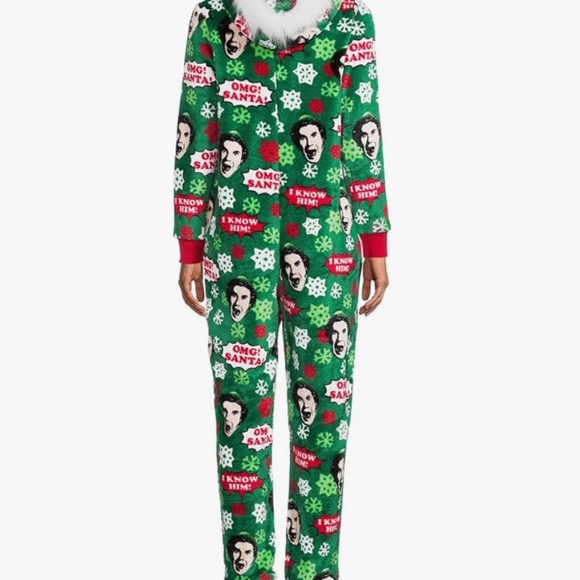 Buddy the Elf Women’s Pajama Union Suit One Piece, Green, 2X - Picture 2 of 3